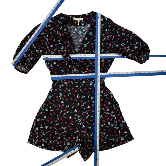 Maje Inobi Jacquard Printed Romper Playsuit 38 M Black Short Sleeves Pockets - Picture 5 of 12